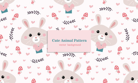 Rabbit animal habitat seamless pattern backgroundのイラスト素材