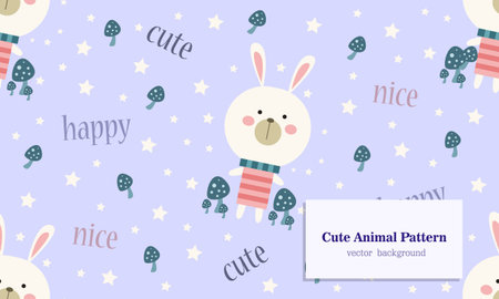Rabbit animal habitat seamless pattern backgroundのイラスト素材