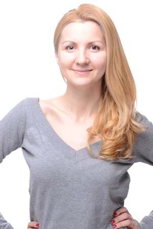 Beautiful young natural looking womans portraitの写真素材