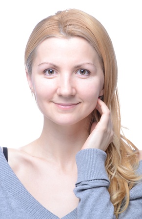 Beautiful young natural looking womans portraitの写真素材