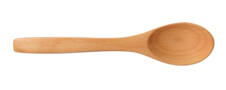 Traditional wooden spoon isolated on white backgroundの写真素材