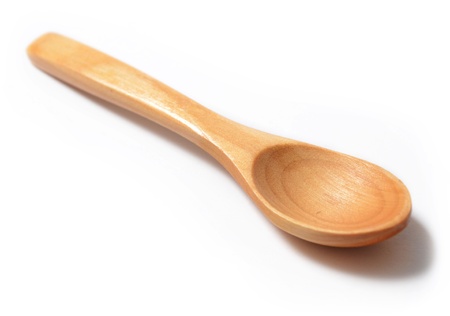 Traditional wooden spoon isolated on white backgroundの写真素材