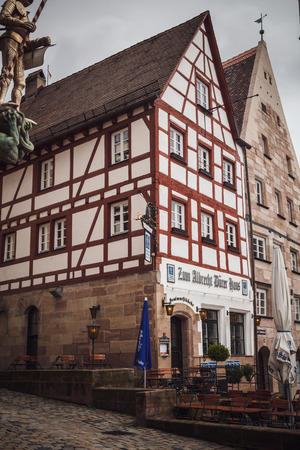 NUREMBERG, GERMANY - APRIL 26, 2016: Old town of Nuremberg over Pegnitz.のeditorial素材