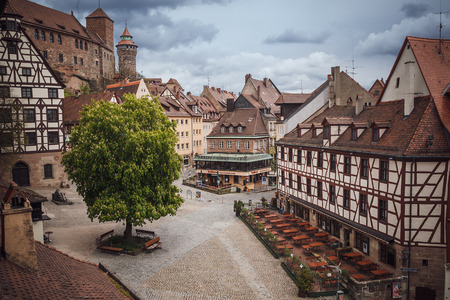 NUREMBERG, GERMANY - APRIL 26, 2016: Old town of Nuremberg over Pegnitz, Bavariaのeditorial素材
