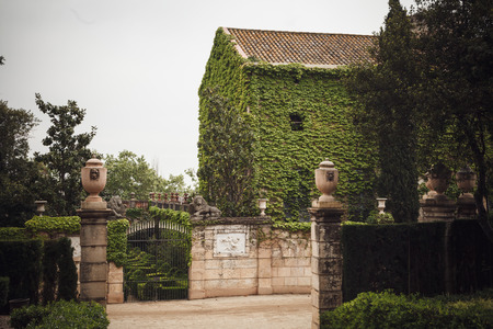 BARCELONA, SPAIN - APRIL 22, 2016: Retro style details in Parc del Laberint Horta.のeditorial素材