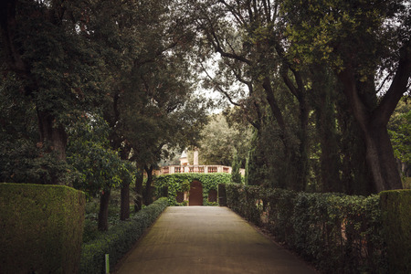 BARCELONA, SPAIN - APRIL 22, 2016: Retro style details in Parc del Laberint Horta.のeditorial素材