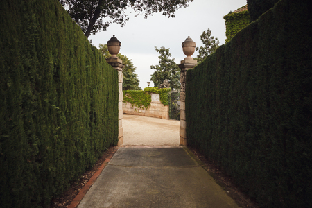 BARCELONA, SPAIN - APRIL 22, 2016: Retro style details in Parc del Laberint Horta.のeditorial素材
