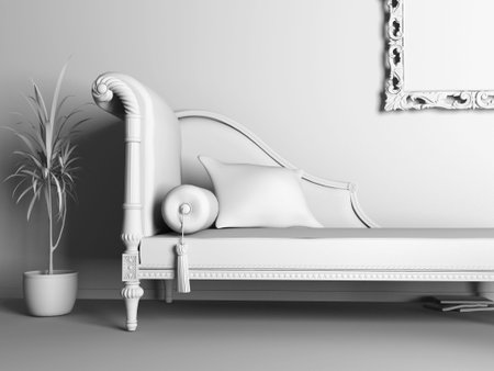 white modern interior with classic sofa (3d rendering image)