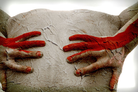 the girl's cracked skin back imageの写真素材