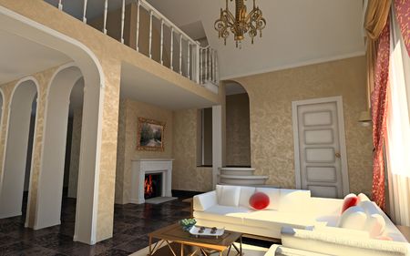modern luxury hall (3D rendering )の写真素材