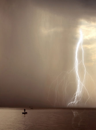 the beginning of the storm over the lake