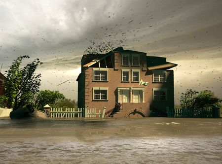 the flooding  (3D render)の写真素材