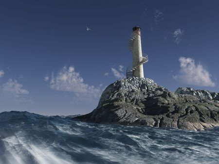 sea lighthouse landscape ( 3d rendering)の写真素材