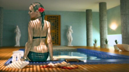 beautiful woman in luxury spa interior (Photo compilation. Photo and cg elements combined)の写真素材