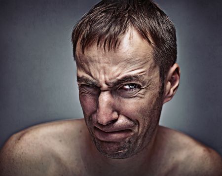 men's effort expression portraitの写真素材
