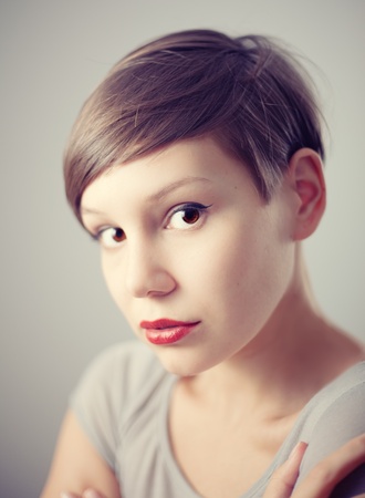 young beautiful woman portrait with depth of field effectの写真素材