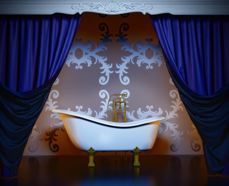 classic style luxury bathroom interior (3D rendering)の写真素材