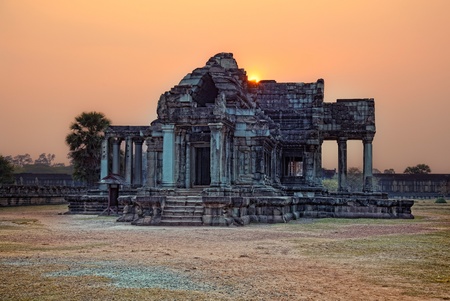 sunset  photo Angkor Wat - ancient Khmer temple in Cambodia. の写真素材