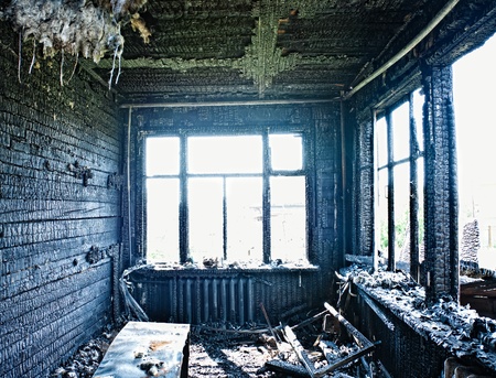 old abandoned burned interior photo の写真素材