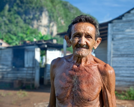 Old sympathetic cuban farmer , valley of Vinales, Cubaの写真素材