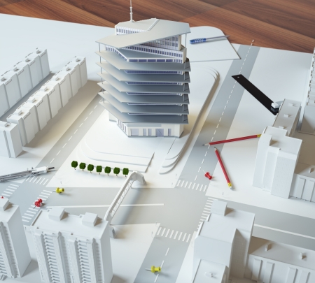 architectural model of a modern buildingの写真素材