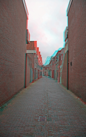 3D photo of the old Holland town.(need red-cyan anaglyph glasses)の写真素材