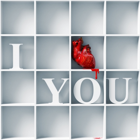 anatomic heart -I love you message  3D concept の写真素材