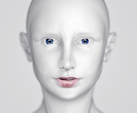 3D white beautiful woman head の写真素材