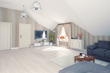 Interior hall attic  3D rendering の写真素材