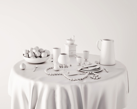 Serving Table in white colorの写真素材