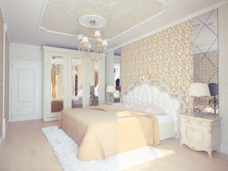 modern luxury bedroom interior  3D rendering  の写真素材
