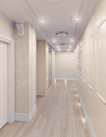 modern interior of home corridor  3D renderingの写真素材