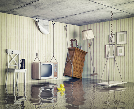 ordinary life in the flooded flat. 3d conceptの写真素材