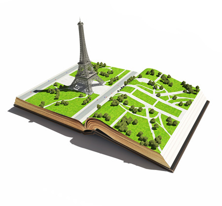 Paris  in the the  open book. 3d concept の写真素材