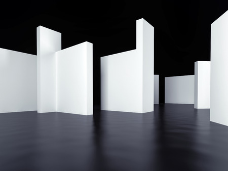 Gallery Interior with empty  walls. 3d concept の写真素材