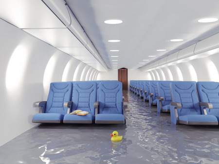 flooding airplane interior. 3d conceptの写真素材