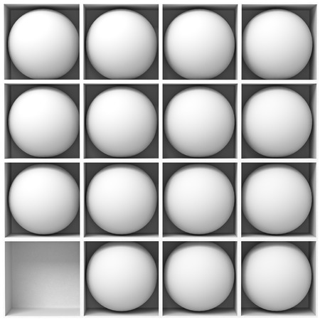 white balls on the shelves. 3d conceptの写真素材