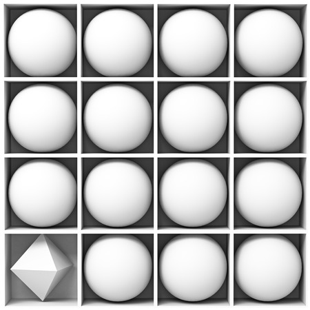 white geometric figures on the shelves. 3d conceptの写真素材