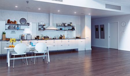 modern kitchen interior. 3d design conceptの写真素材