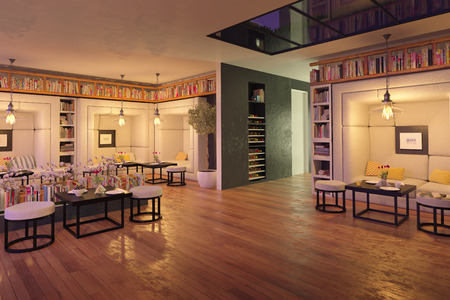 modern restaurant interior design. 3d conceptの写真素材