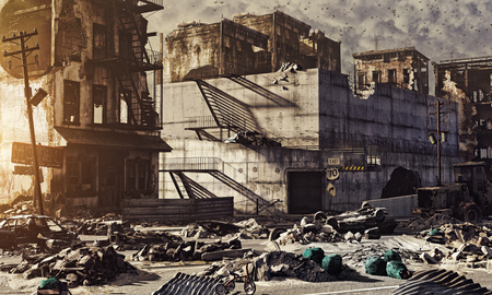 ruins of a city . 3d illustration conceptの写真素材