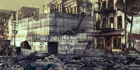 ruins of a city . 3d illustration concept
