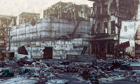 ruins of a city . 3d illustration concept