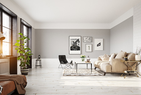 modern living room interior. 3d rendering conceptの写真素材