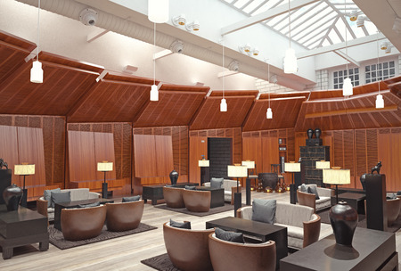 modern lobby restaurant interior. 3d rendering conceptの写真素材