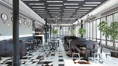 modern restaurant interior design. 3d rendering conceptの写真素材