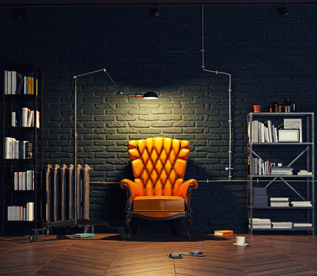 modern luxury loft interior. 3d design renderingの写真素材