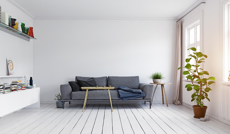 Modern scandinavian style living room interior design.の写真素材