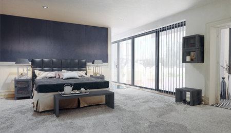 Modern bedroom interior. 3d rendering design interiorの写真素材