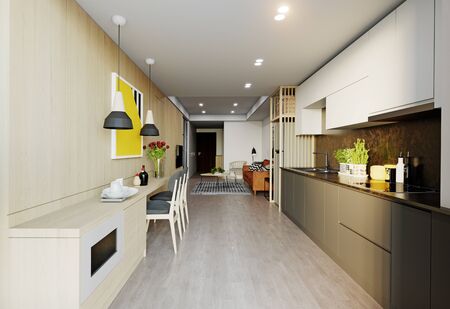 Modern studio interior. 3d rendering designの写真素材
